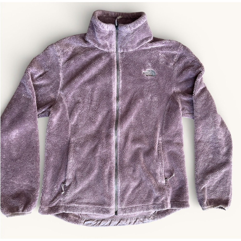 The North Face Sherpa Jacket Womens M Mauve Teddy Fleece Full Zip Cozy Coat